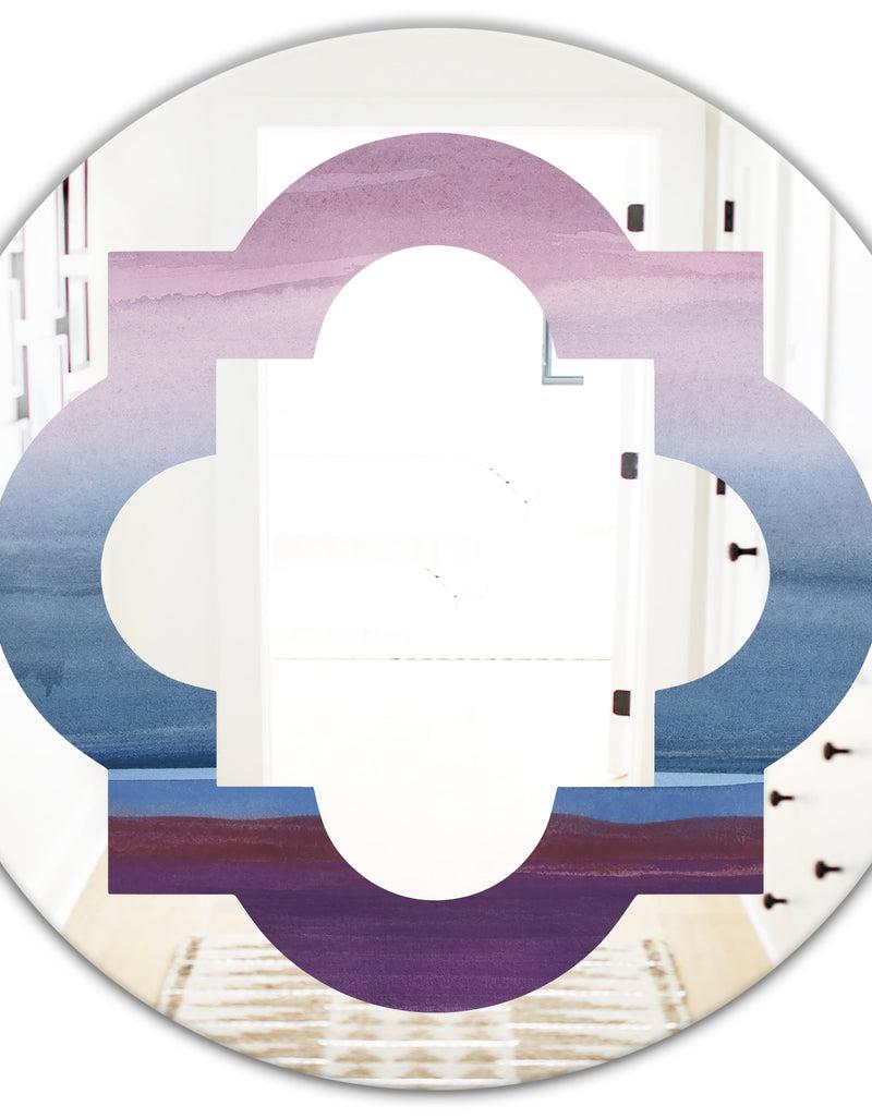 DesignQ Purple Rock Landscape III - Modern Round Or Oval Wall Mirror - Quatrefoil