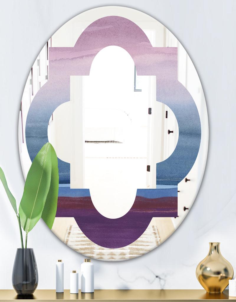 DesignQ Purple Rock Landscape III - Modern Round Or Oval Wall Mirror - Quatrefoil
