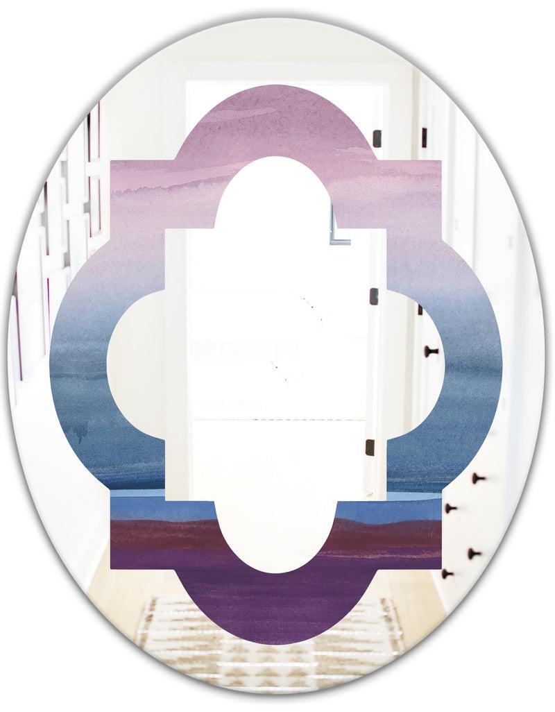 DesignQ Purple Rock Landscape III - Modern Round Or Oval Wall Mirror - Quatrefoil