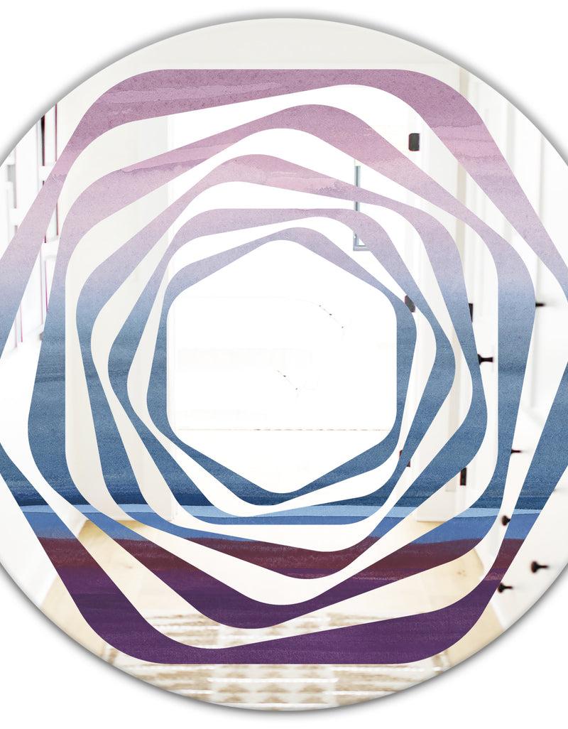 DesignQ Purple Rock Landscape III - Modern Round Or Oval Wall Mirror - Whirl