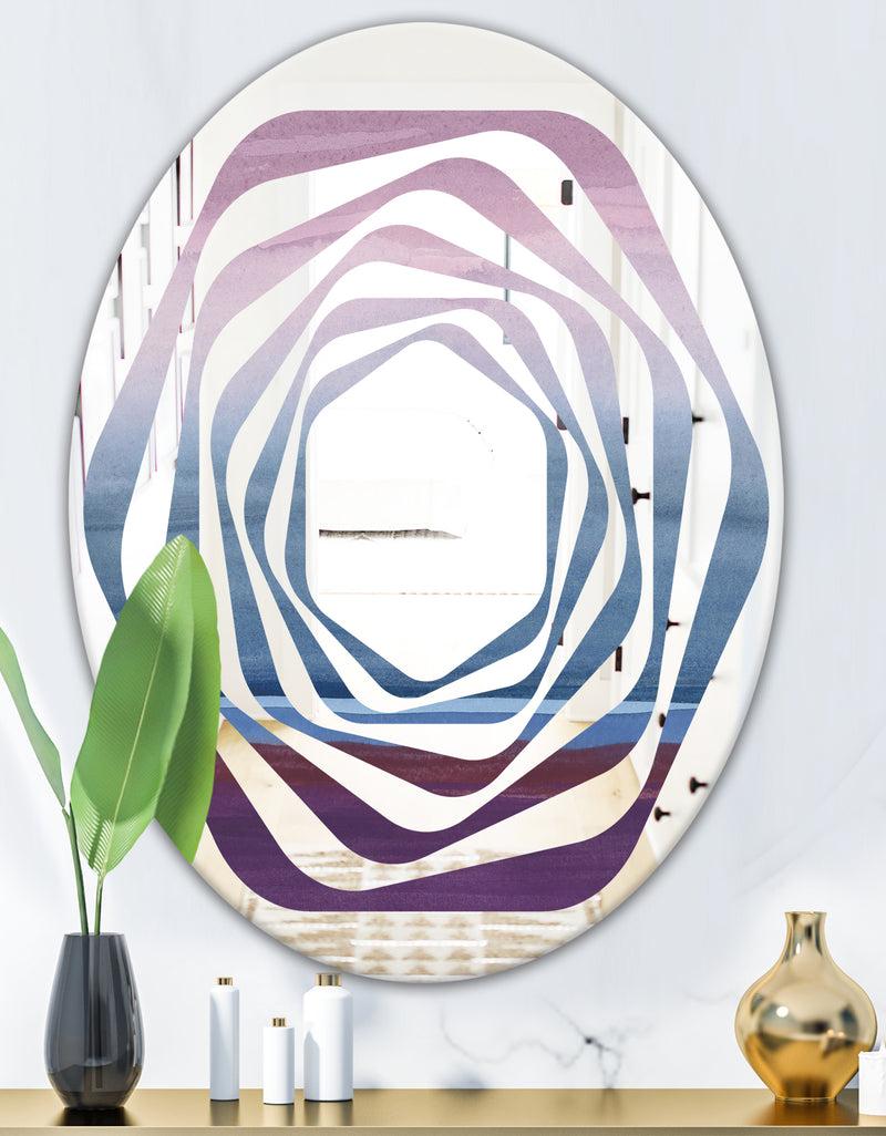 DesignQ Purple Rock Landscape III - Modern Round Or Oval Wall Mirror - Whirl