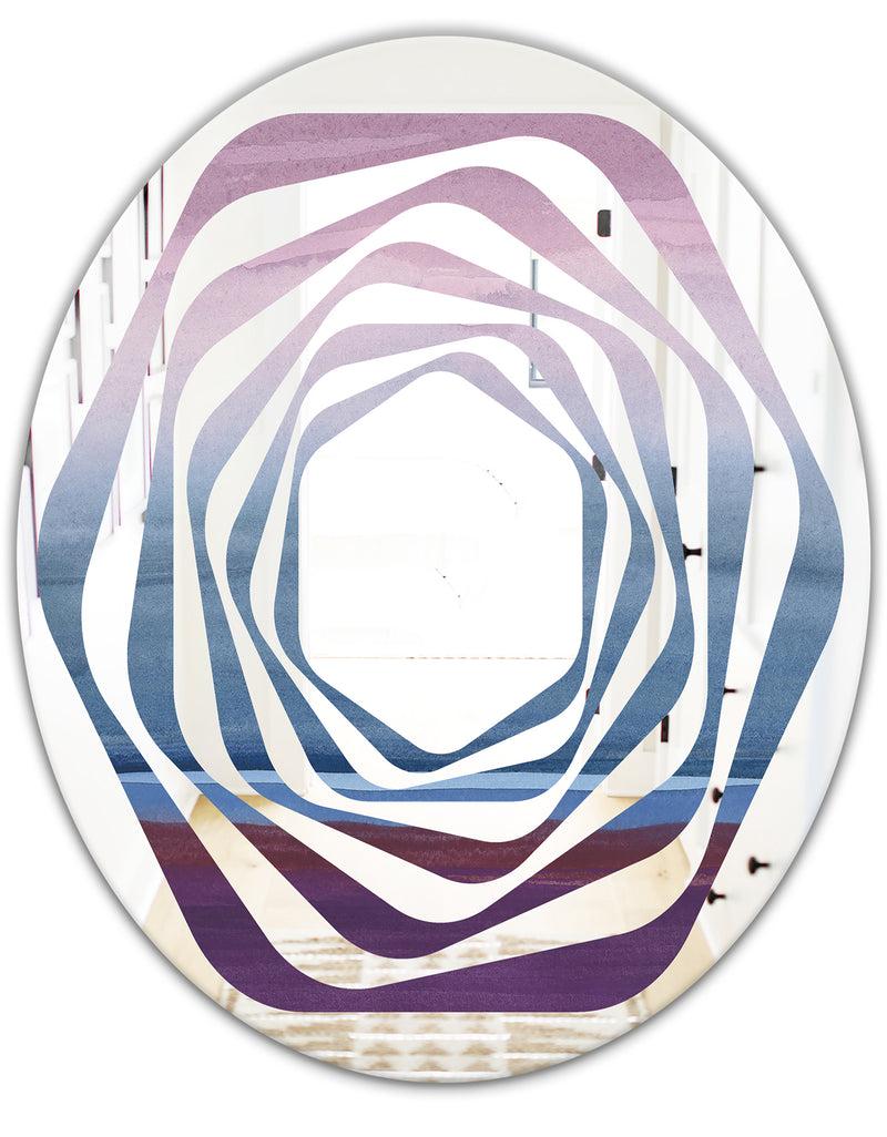 DesignQ Purple Rock Landscape III - Modern Round Or Oval Wall Mirror - Whirl