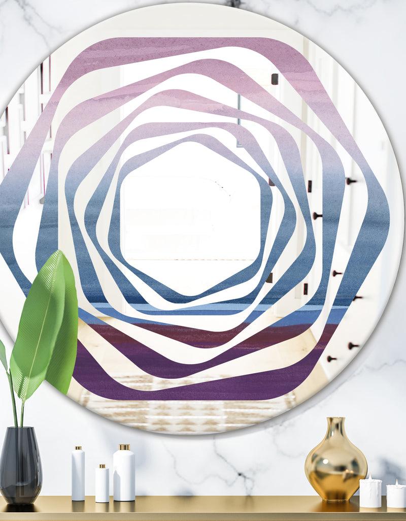 DesignQ Purple Rock Landscape III - Modern Round or Oval Wall Mirror - Whirl