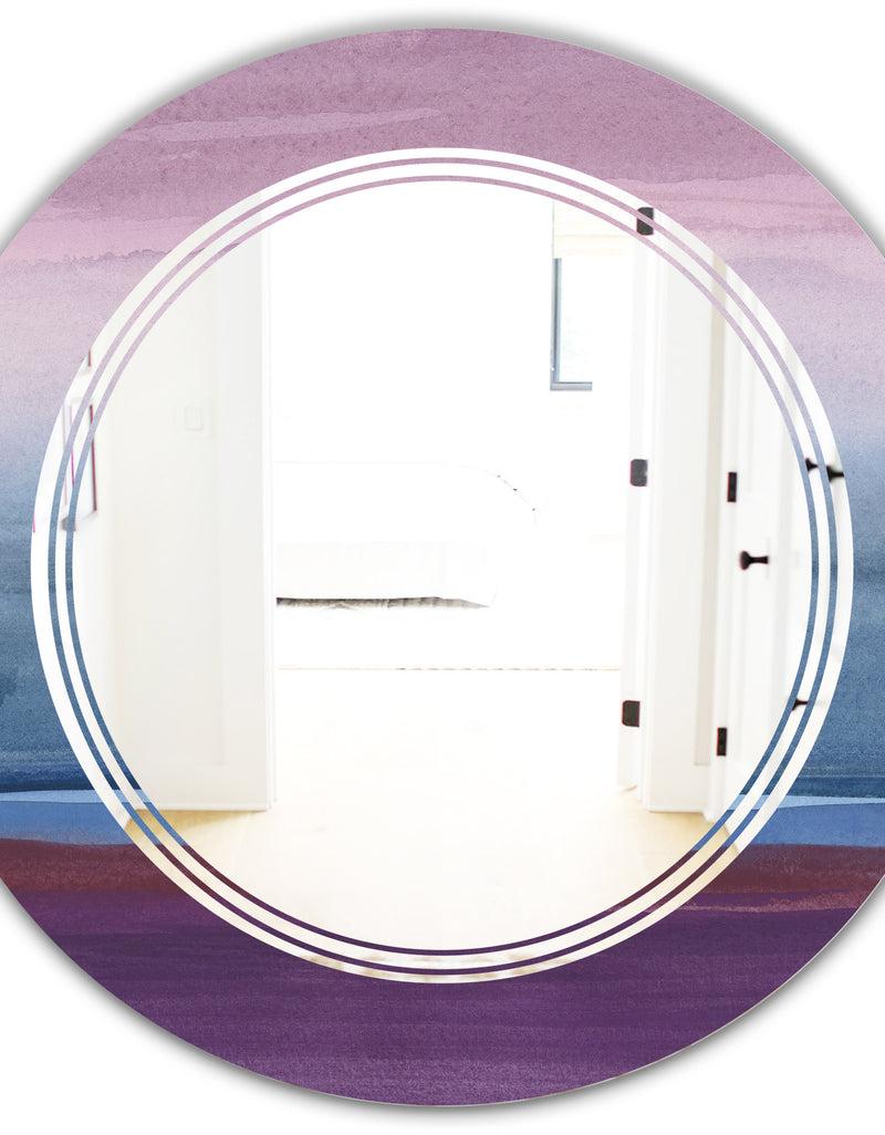 DesignQ Purple Rock Landscape III - Modern Round Or Oval Wall Mirror - Triple C