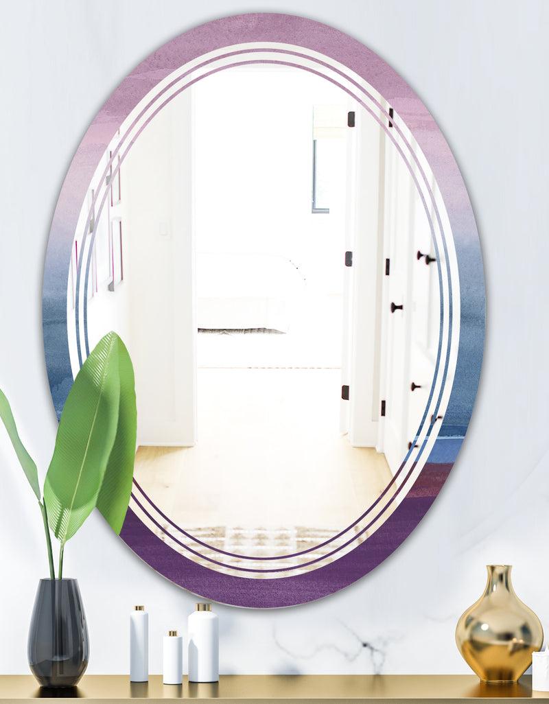 DesignQ Purple Rock Landscape III - Modern Round Or Oval Wall Mirror - Triple C