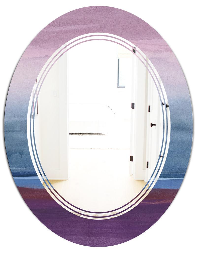 DesignQ Purple Rock Landscape III - Modern Round Or Oval Wall Mirror - Triple C