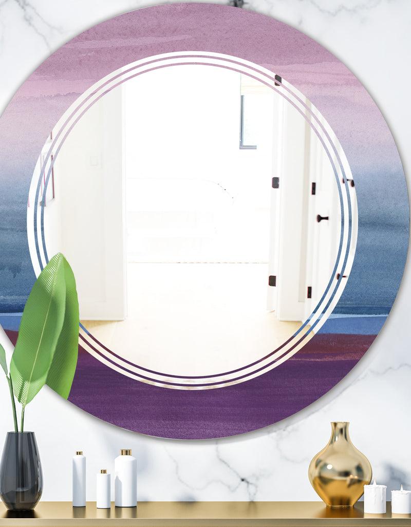 DesignQ Purple Rock Landscape III - Modern Round or Oval Wall Mirror - Triple C