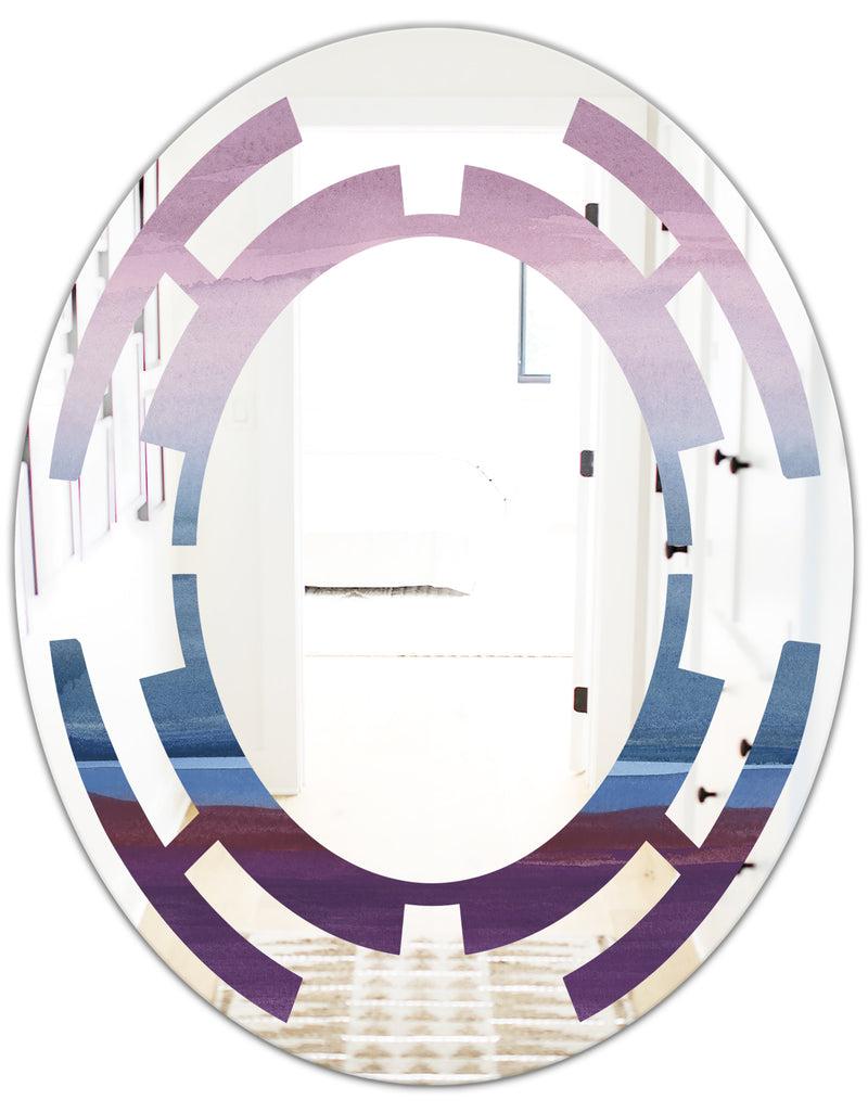 DesignQ Purple Rock Landscape III - Modern Round Or Oval Wall Mirror - Space