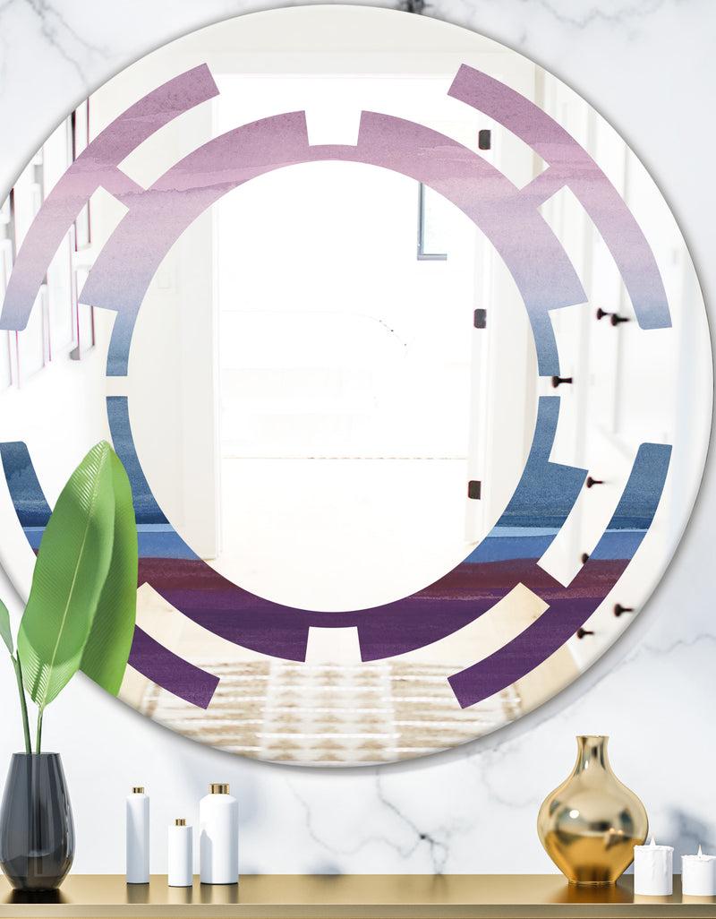 DesignQ Purple Rock Landscape III - Modern Round or Oval Wall Mirror - Space