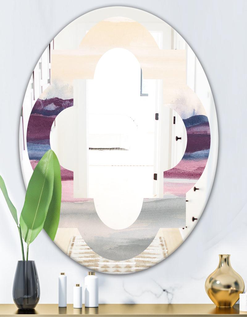 DesignQ Purple Rock Landscape - Modern Round Or Oval Wall Mirror - Quatrefoil