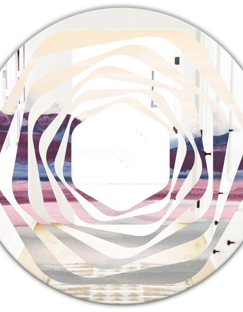 DesignQ Purple Rock Landscape - Modern Round Or Oval Wall Mirror - Whirl