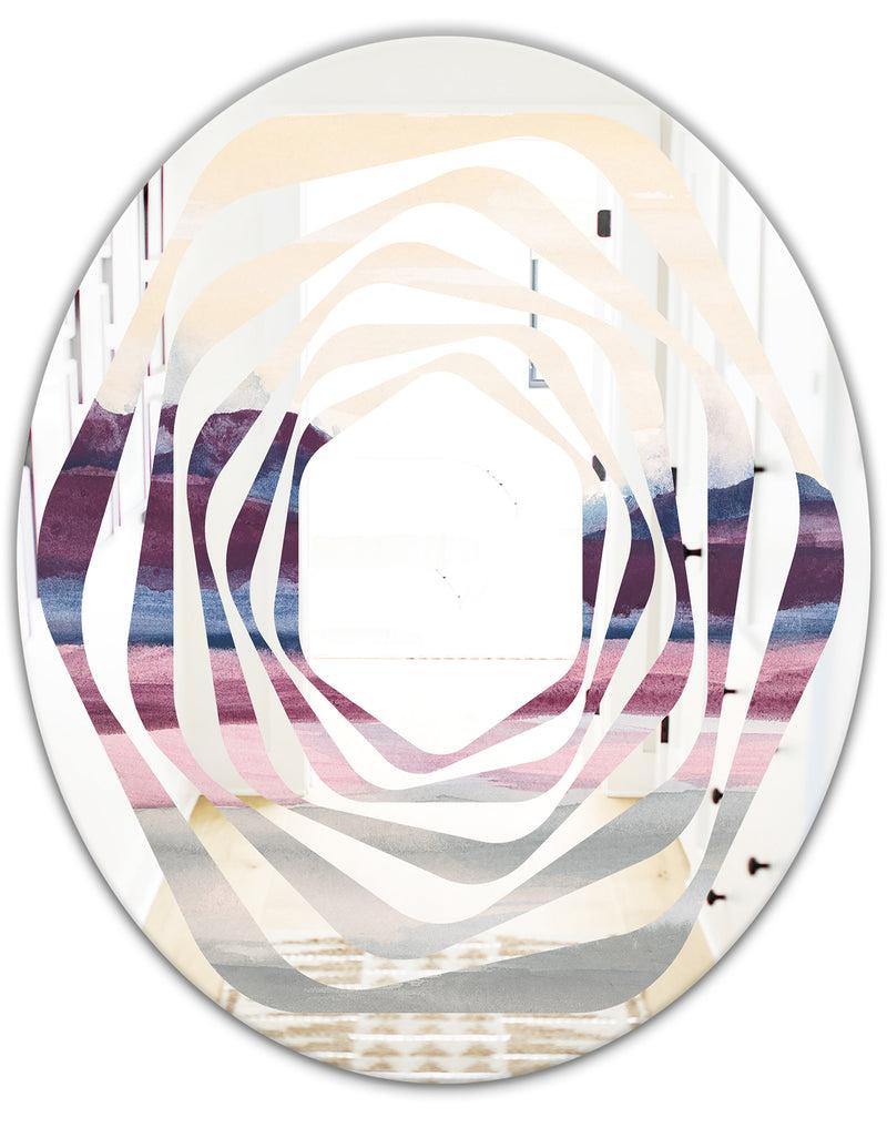 DesignQ Purple Rock Landscape - Modern Round Or Oval Wall Mirror - Whirl