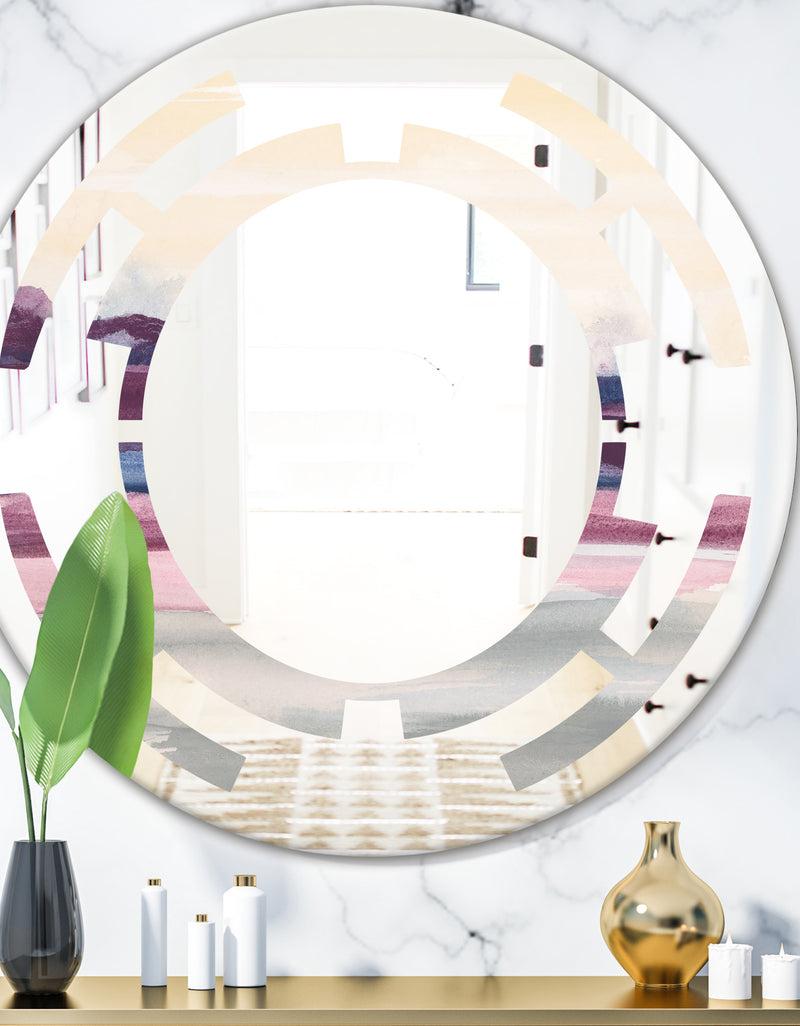 DesignQ Purple Rock Landscape - Modern Round or Oval Wall Mirror - Space