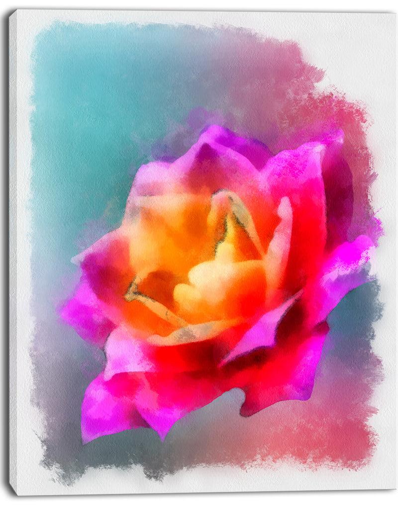 DesignQ Purple Rose Drawing - Floral Canvas Artwork Print