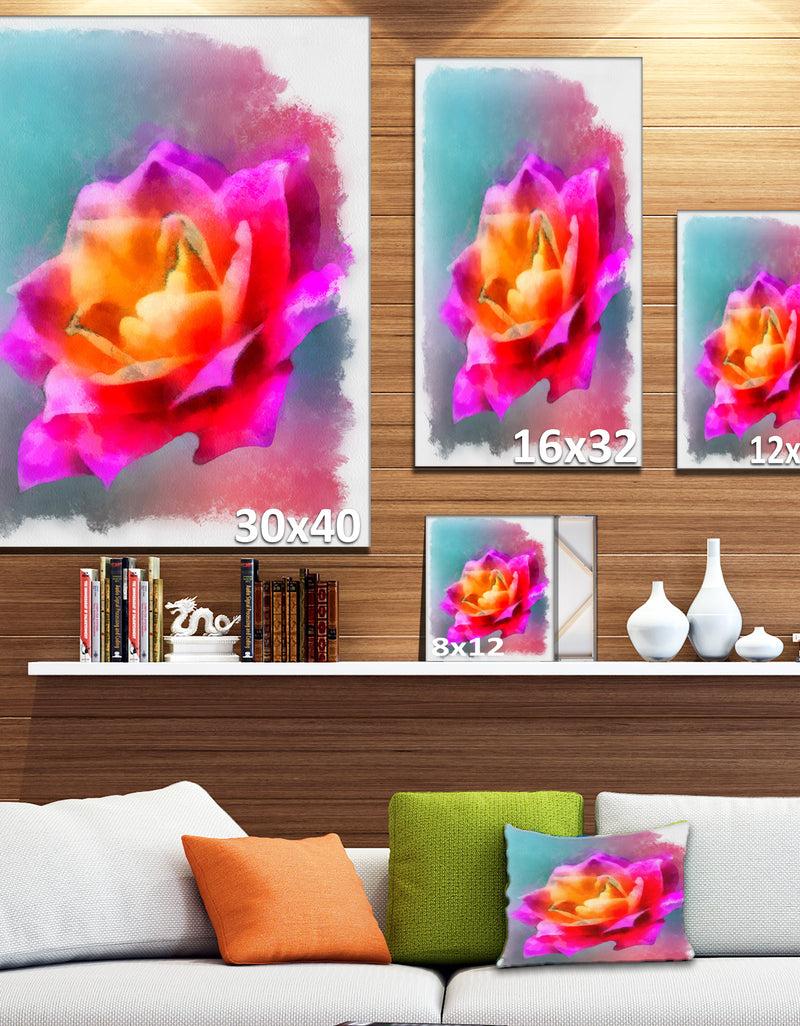 DesignQ Purple Rose Drawing - Floral Canvas Artwork Print