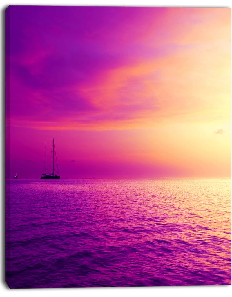 DesignQ Purple Sea In Maldives At Sunset - Large Seashore Canvas Print
