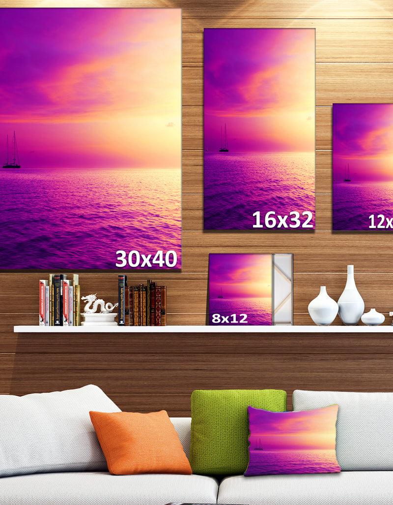 DesignQ Purple Sea In Maldives At Sunset - Large Seashore Canvas Print