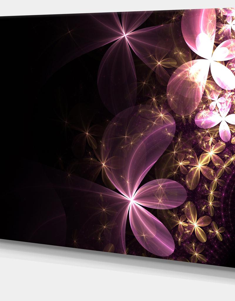 DesignQ Purple Shiny Fractal Flowers - Abstract Wall Art Canvas