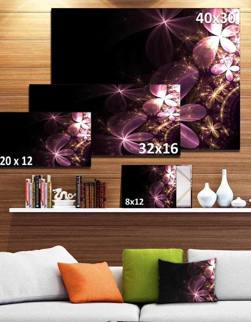 DesignQ Purple Shiny Fractal Flowers - Abstract Wall Art Canvas