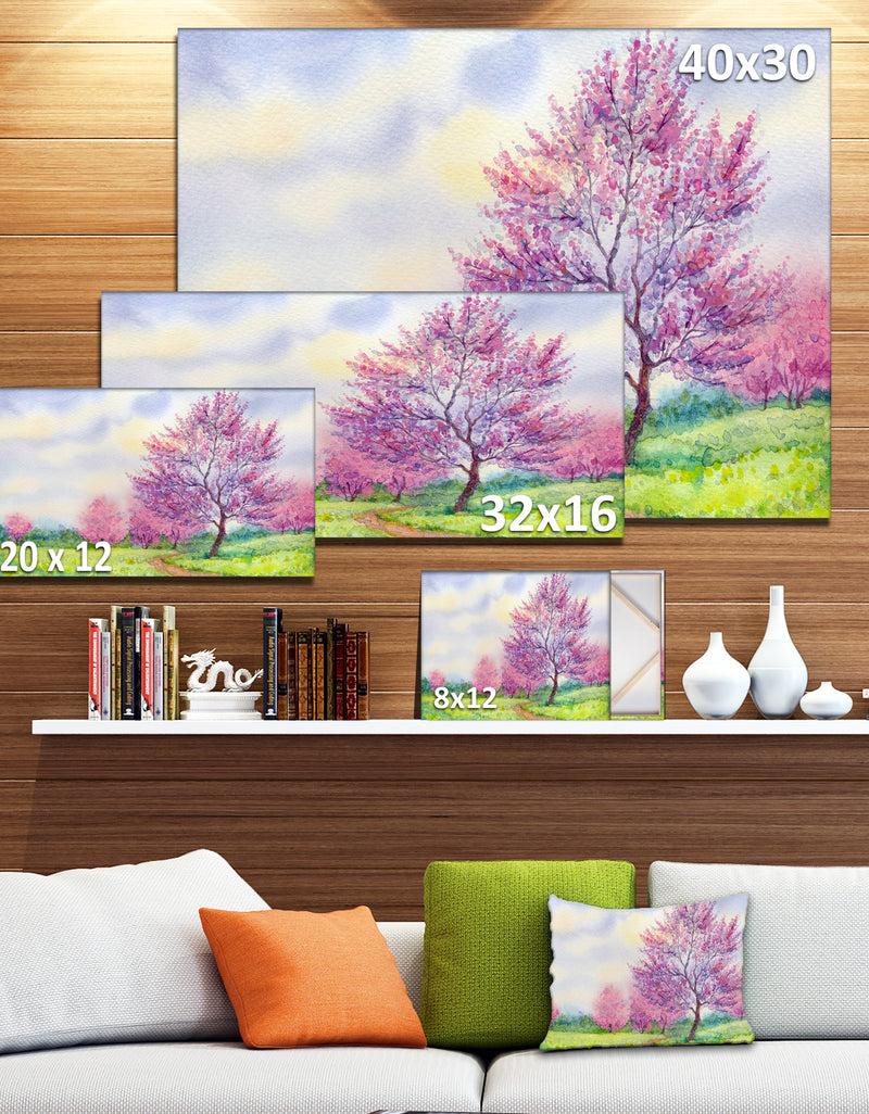 DesignQ Purple Spring Landscape Floral Canvas Art Print