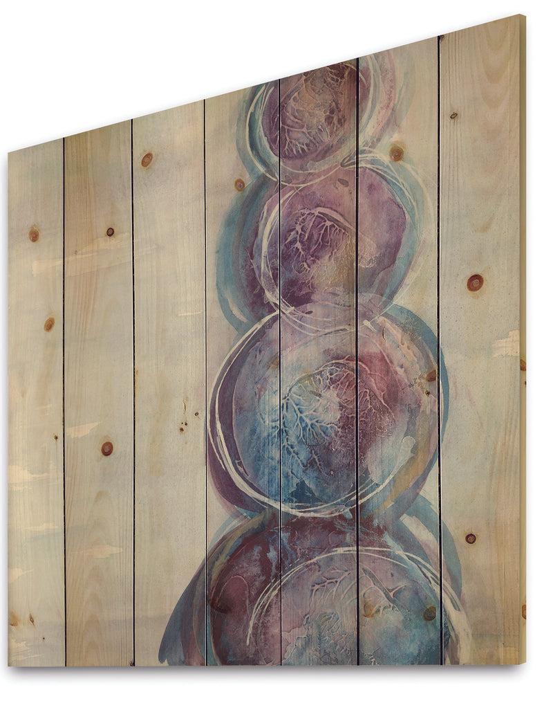 DesignQ Purple Starting Over I - Modern Geometric Print On Natural Pine Wood