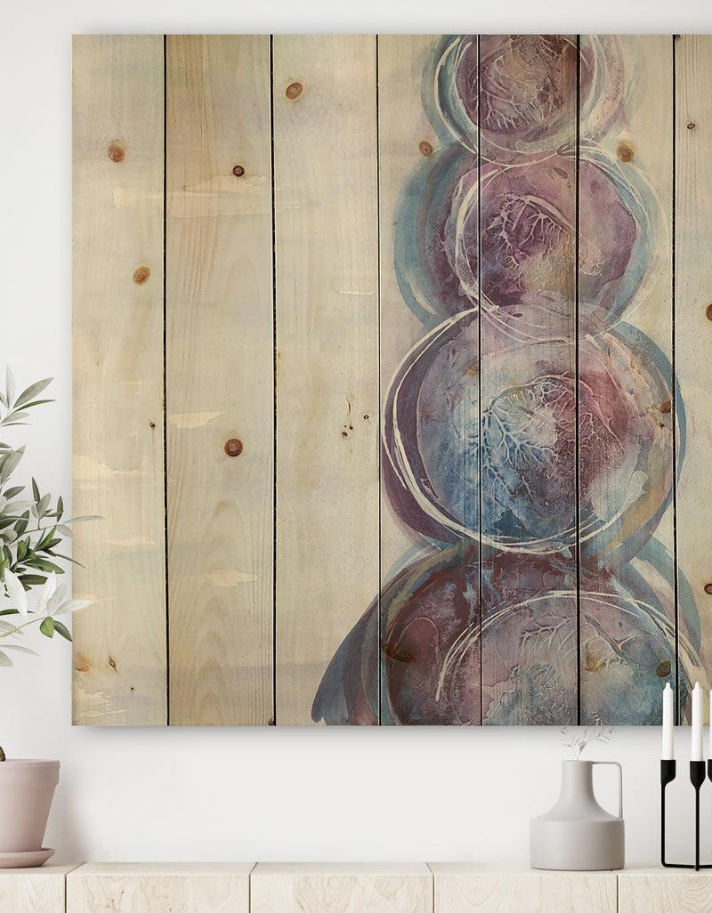 DesignQ Purple Starting Over I - Modern Geometric Print on Natural Pine Wood