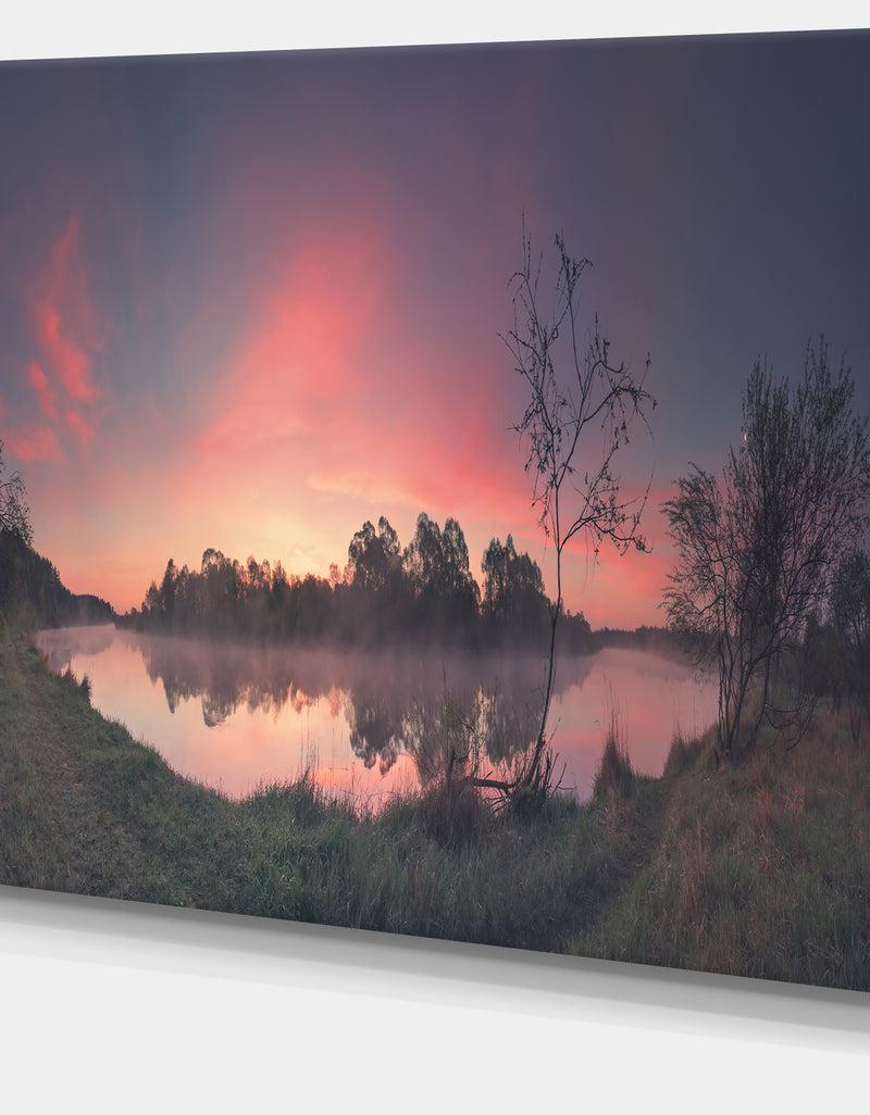 DesignQ Purple Tinged Spring Mountains - Landscape Artwork Canvas