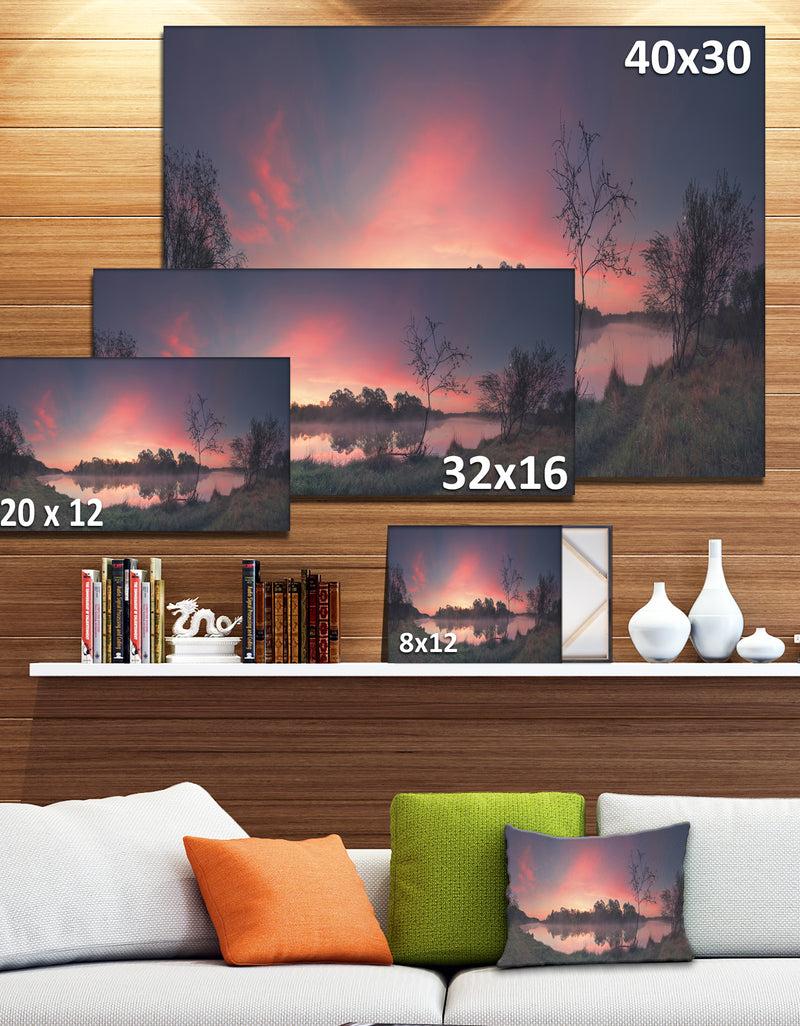 DesignQ Purple Tinged Spring Mountains - Landscape Artwork Canvas