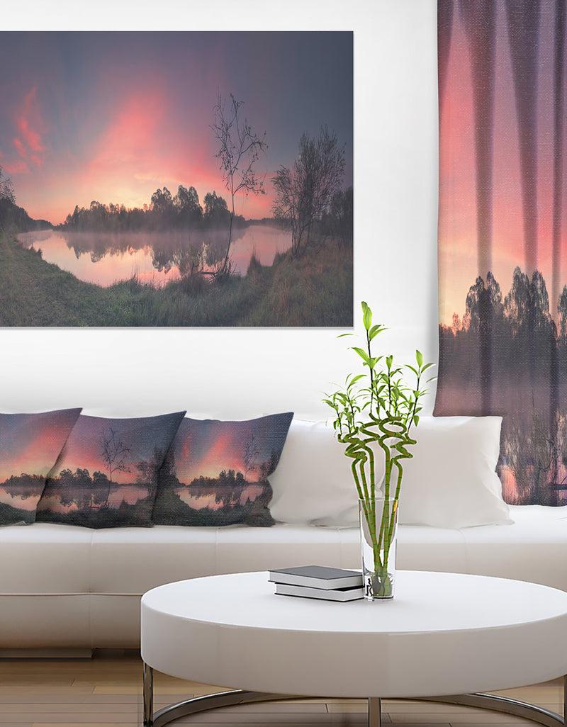 DesignQ Purple Tinged Spring Mountains - Landscape Artwork Canvas