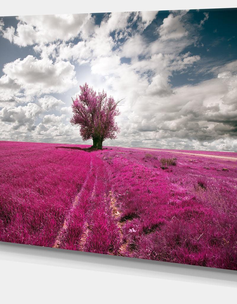 DesignQ Purple Tree Dreamscape - Landscape Photo Canvas Print
