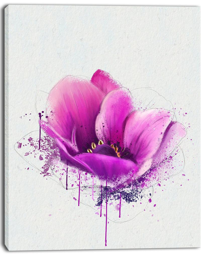 DesignQ Purple Watercolor Poppy Flower - Floral Canvas Artwork Print