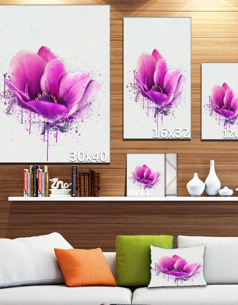 DesignQ Purple Watercolor Poppy Flower - Floral Canvas Artwork Print