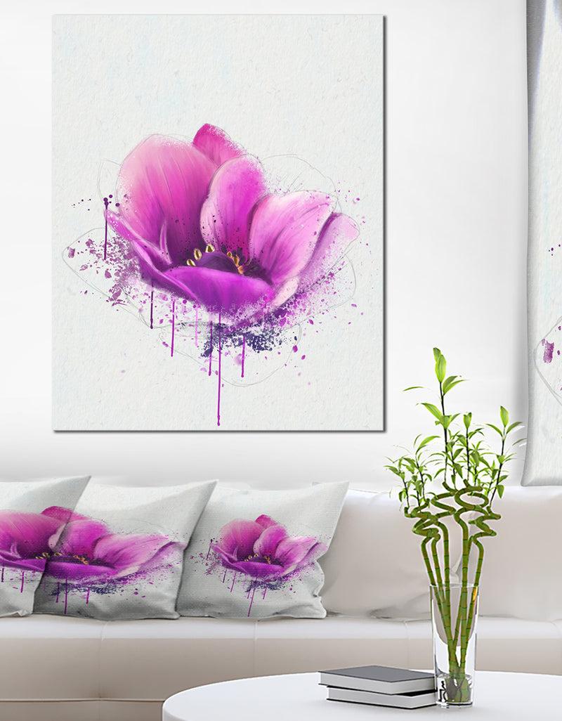 DesignQ Purple Watercolor Poppy Flower - Floral Canvas Artwork Print