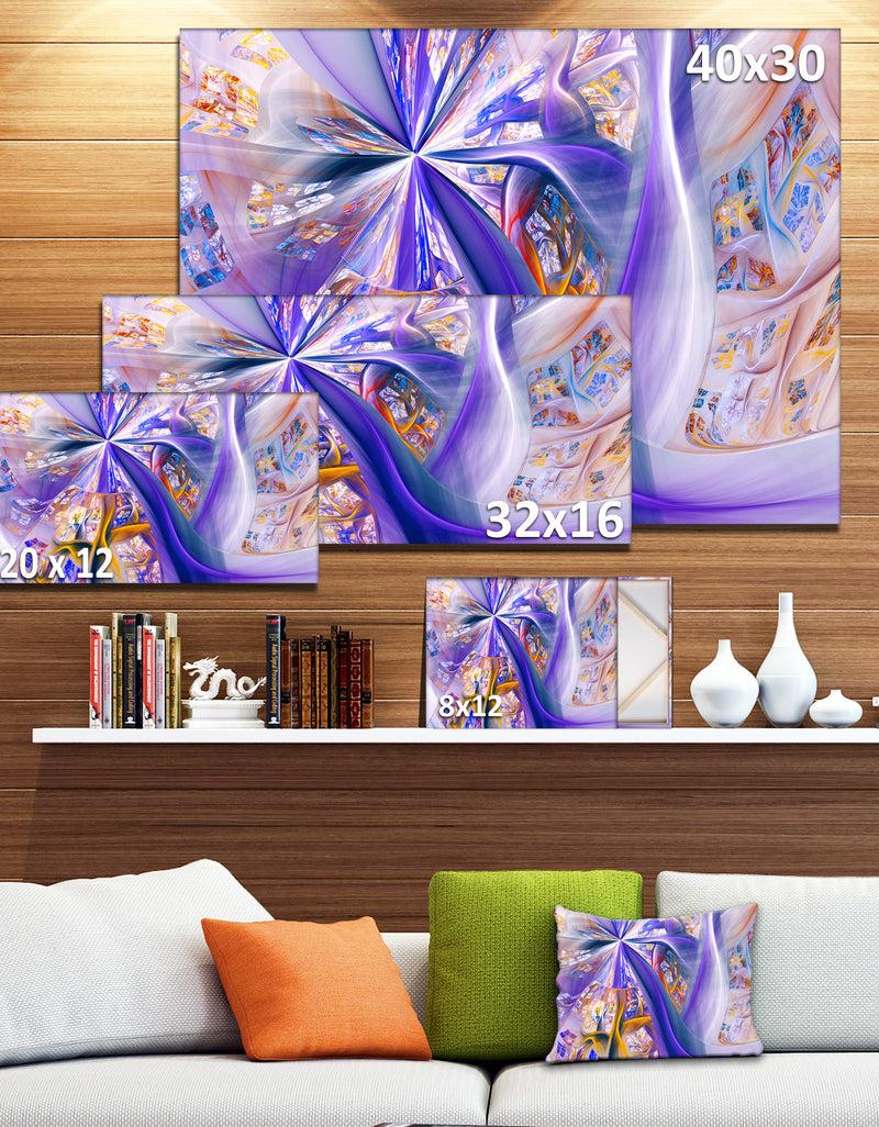 DesignQ Purple Yellow Fractal Curves - Extra Large Abstract Canvas Wall Art Print