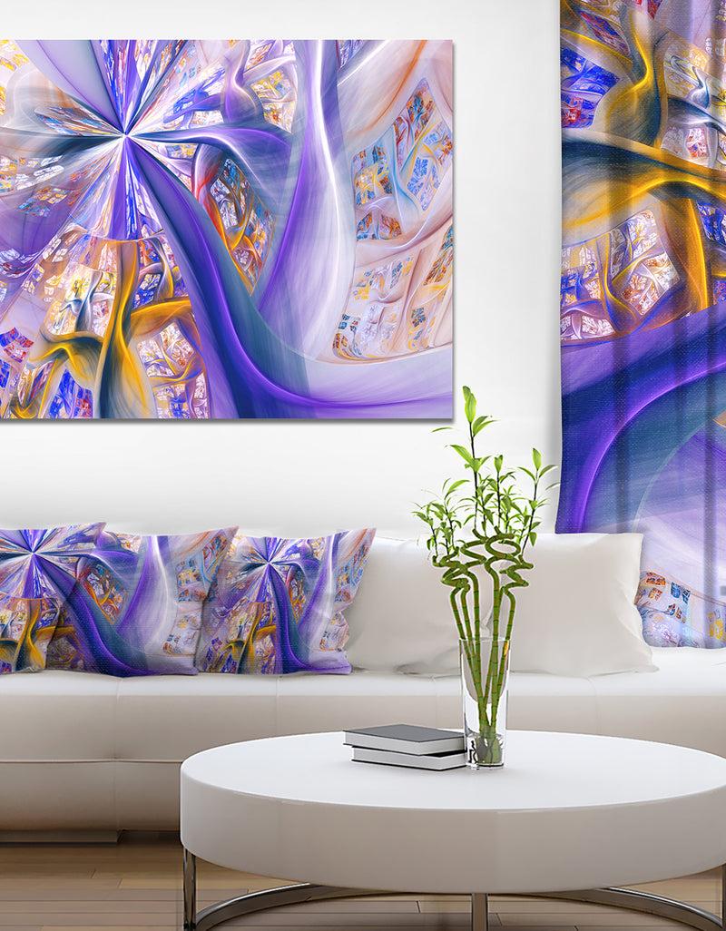 DesignQ Purple Yellow Fractal Curves - Extra Large Abstract Canvas Wall Art Print