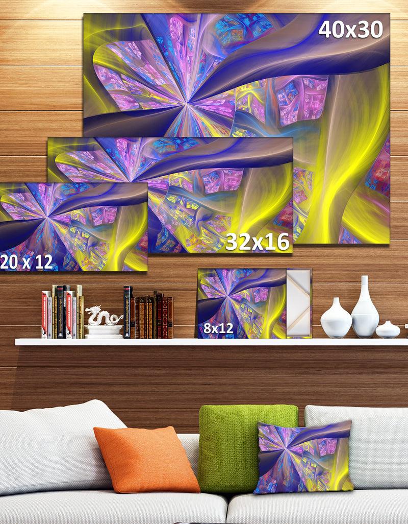 DesignQ Purple Yellow Fractal Curves - Extra Large Canvas Art Print