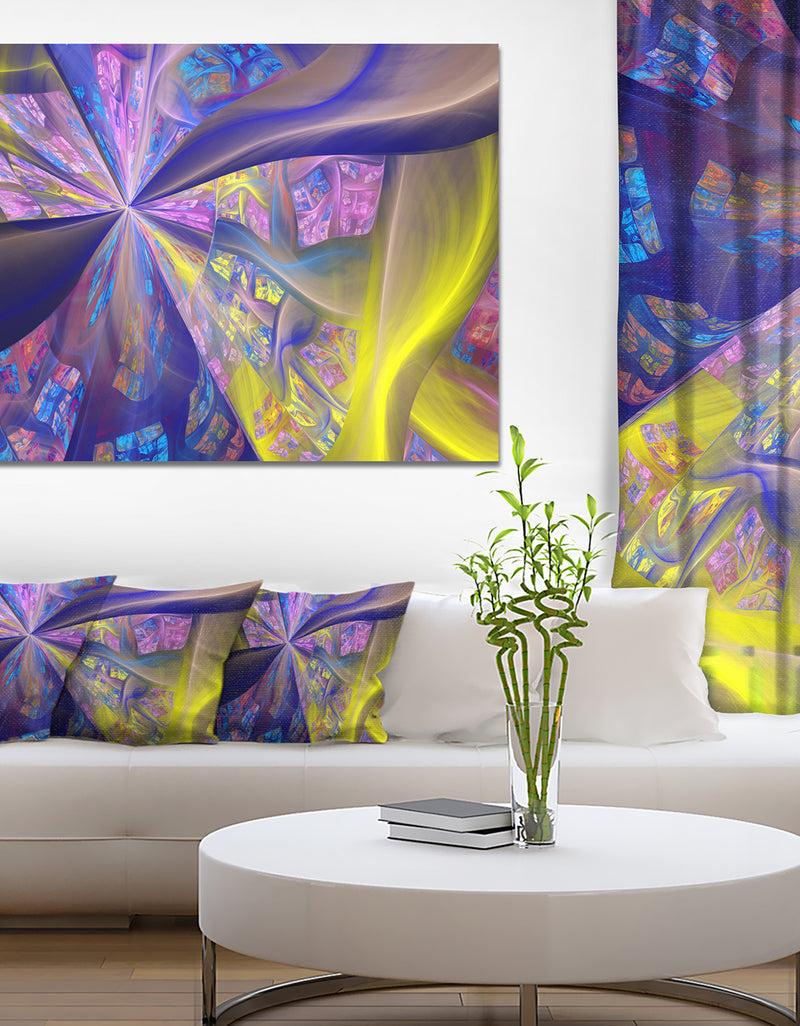 DesignQ Purple Yellow Fractal Curves - Extra Large Canvas Art Print