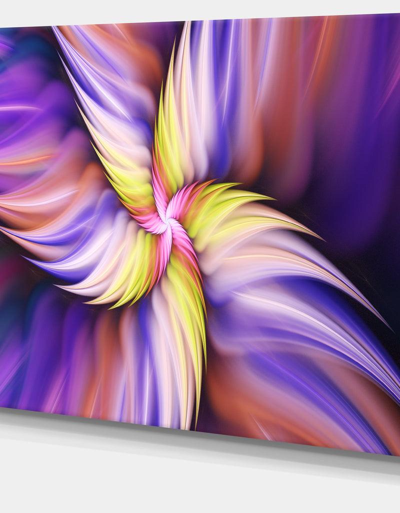 DesignQ Purple Yellow Rotating Flower - Extra Large Floral Canvas Art Print