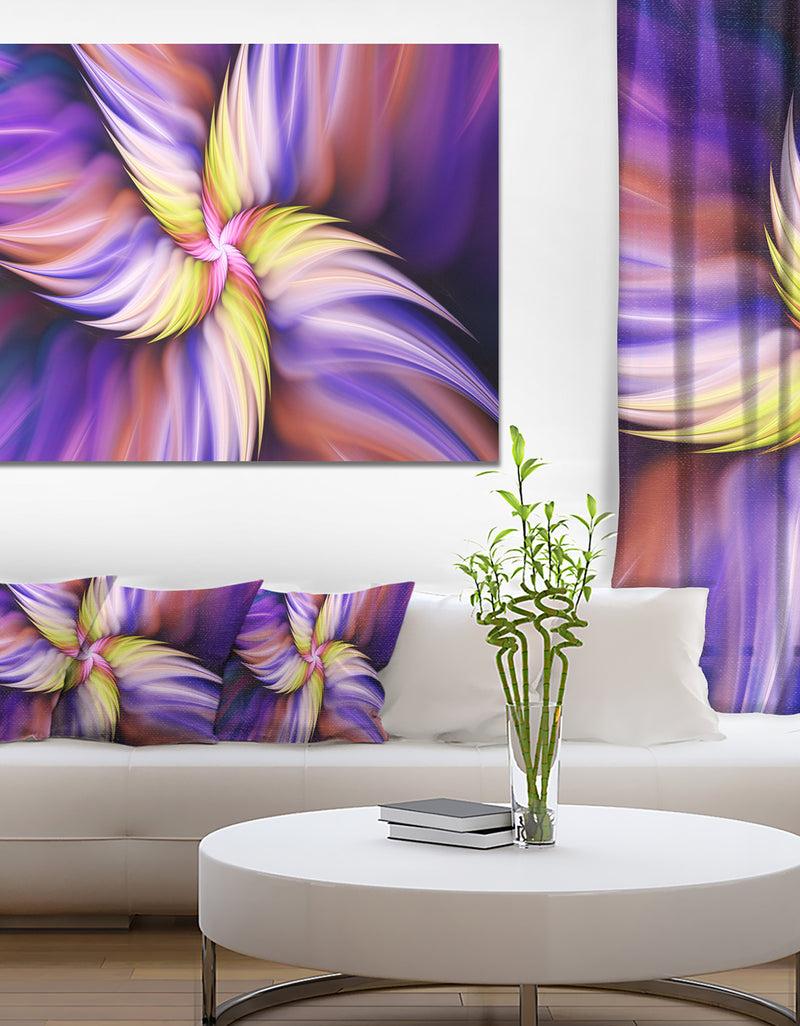 DesignQ Purple Yellow Rotating Flower - Extra Large Floral Canvas Art Print
