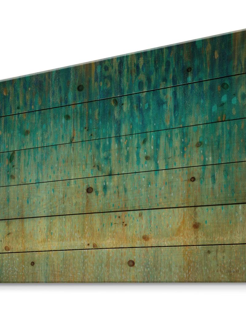 DesignQ Rain Abstract Panel - Modern & Contemporary Print On Natural Pine Wood