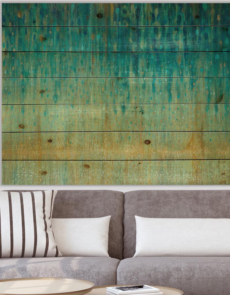 DesignQ Rain Abstract Panel - Modern & Contemporary Print on Natural Pine Wood