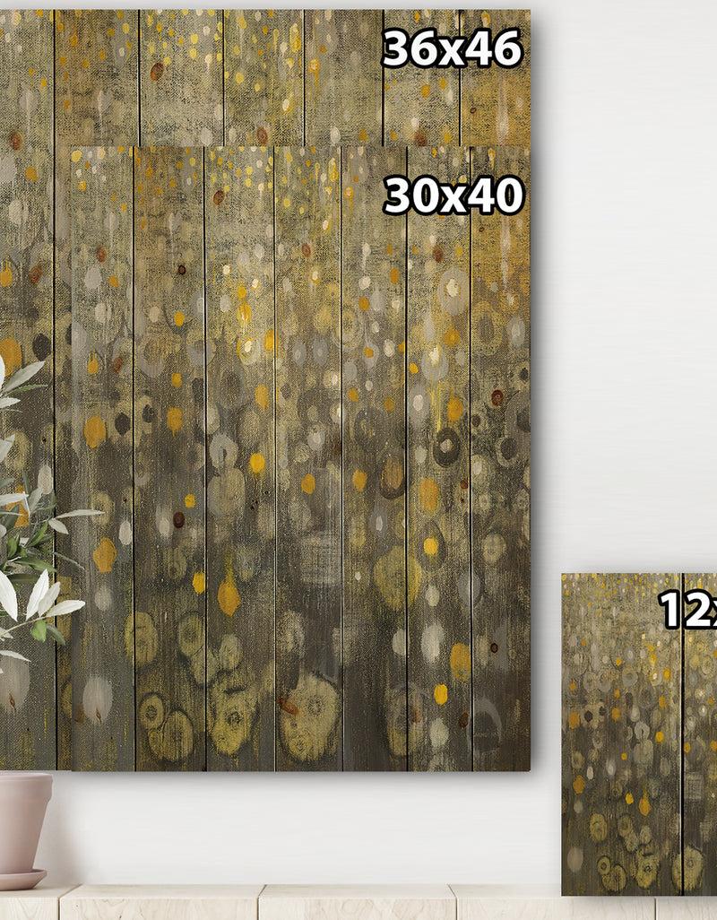 DesignQ Rain Abstract V - Modern Glam Print On Natural Pine Wood