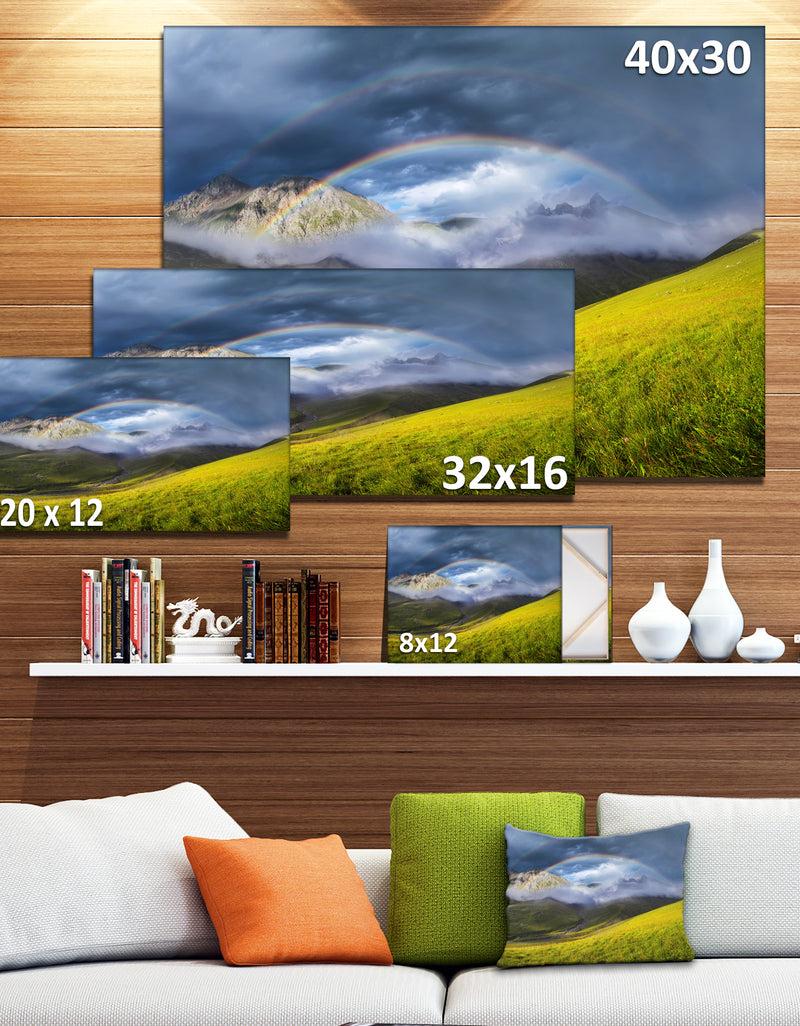 DesignQ Rainbow In Mountain Valley - Landscape Canvas Wall Artwork