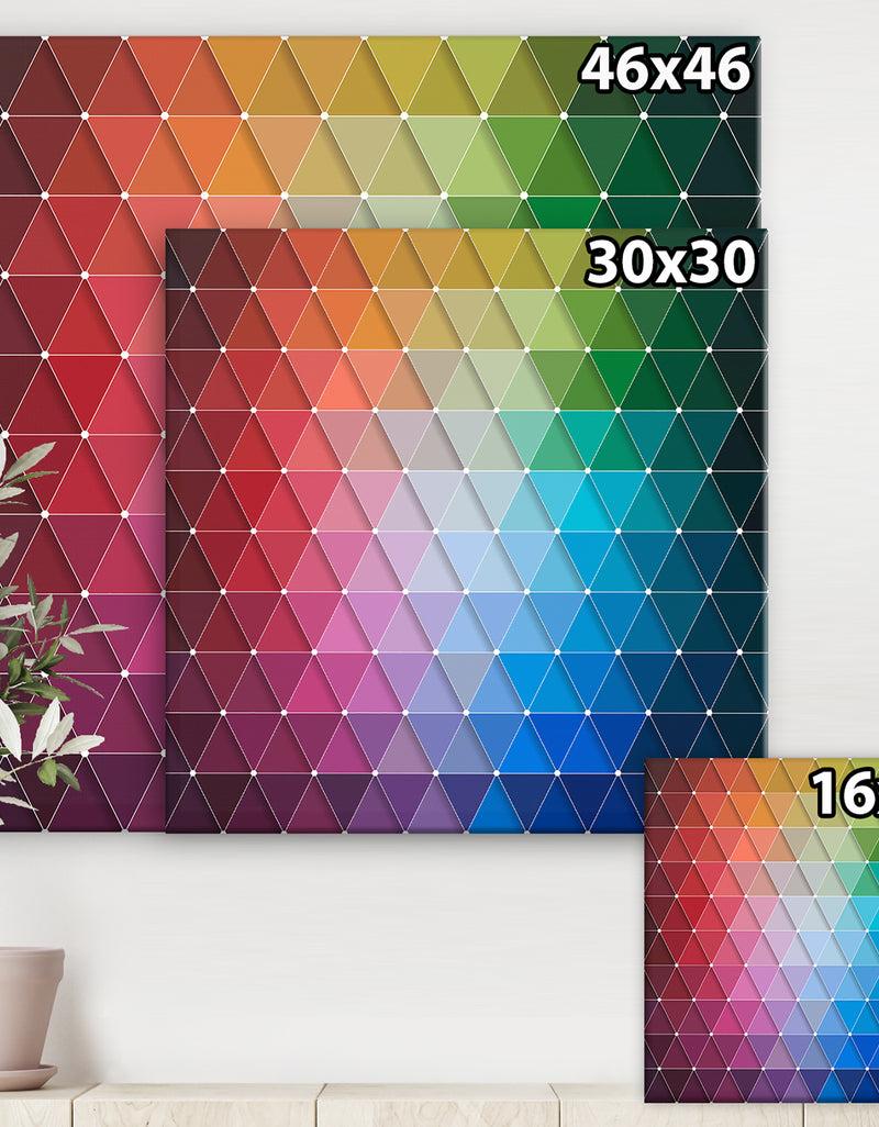 DesignQ Rainbow Triangular Geometry - Modern & Contemporary Premium Canvas Wall Art