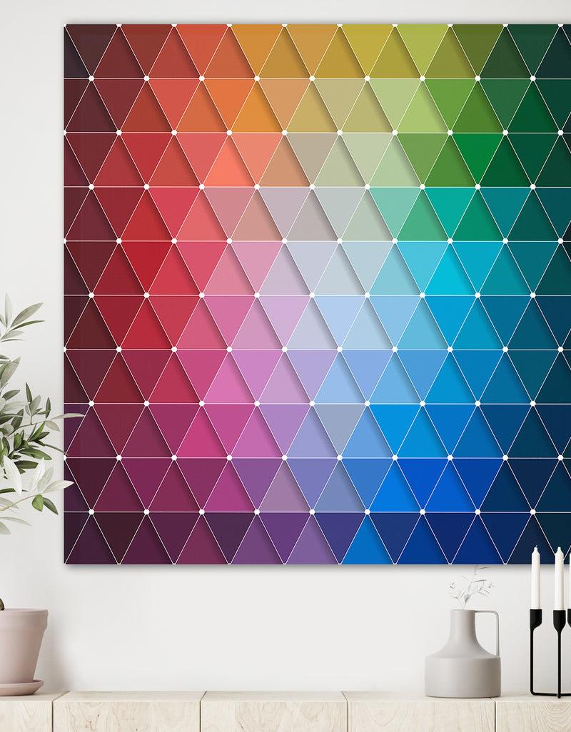 DesignQ Rainbow Triangular Geometry - Modern & Contemporary Premium Canvas Wall Art