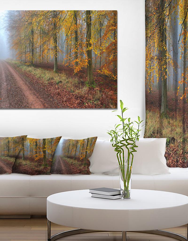 DesignQ Raising Sun in Fall Forest Panorama - Large Forest Canvas Art