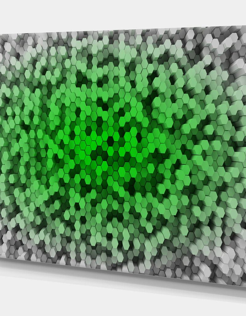 DesignQ Random Elevated Green Hexagons'Extra Large Abstract Canvas Art Print