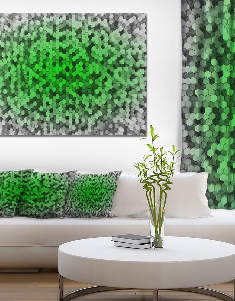 DesignQ Random Elevated Green Hexagons'Extra Large Abstract Canvas Art Print