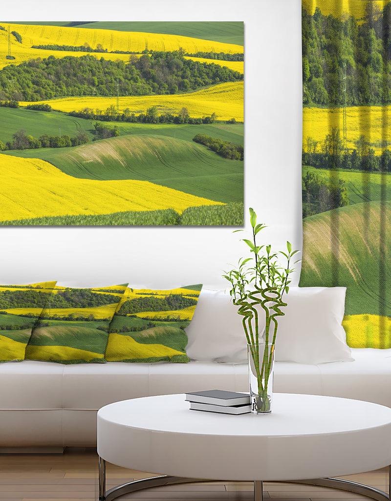 DesignQ Rapeseed Fields And Green Wheat - Modern Landscpae Wall Art