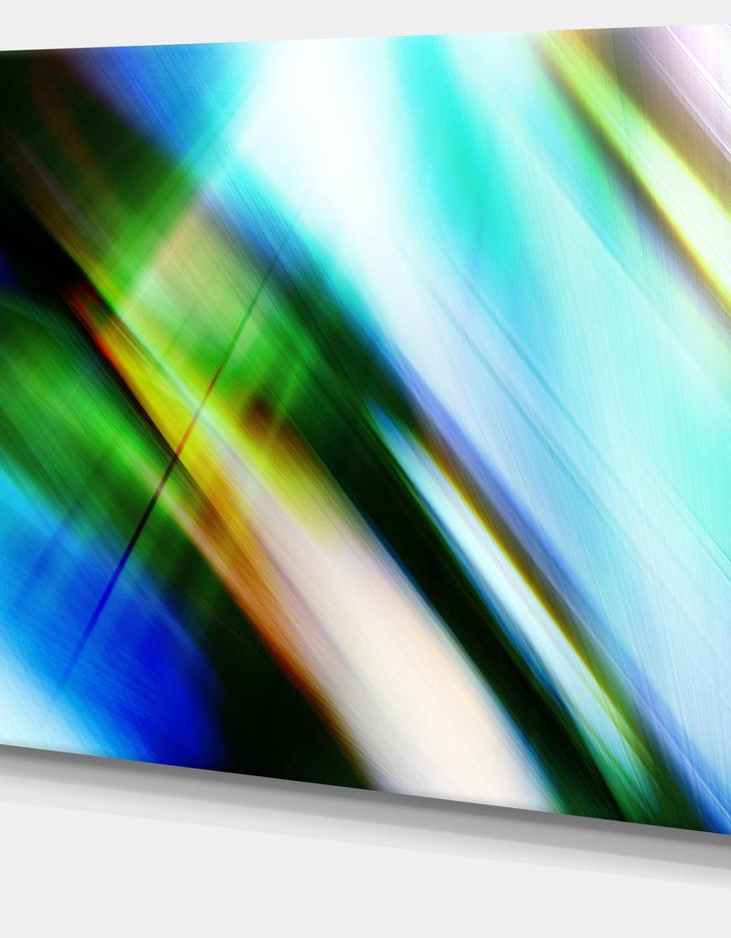 DesignQ Rays Of Speed Blue Green - Abstract Digital Art Canvas Print